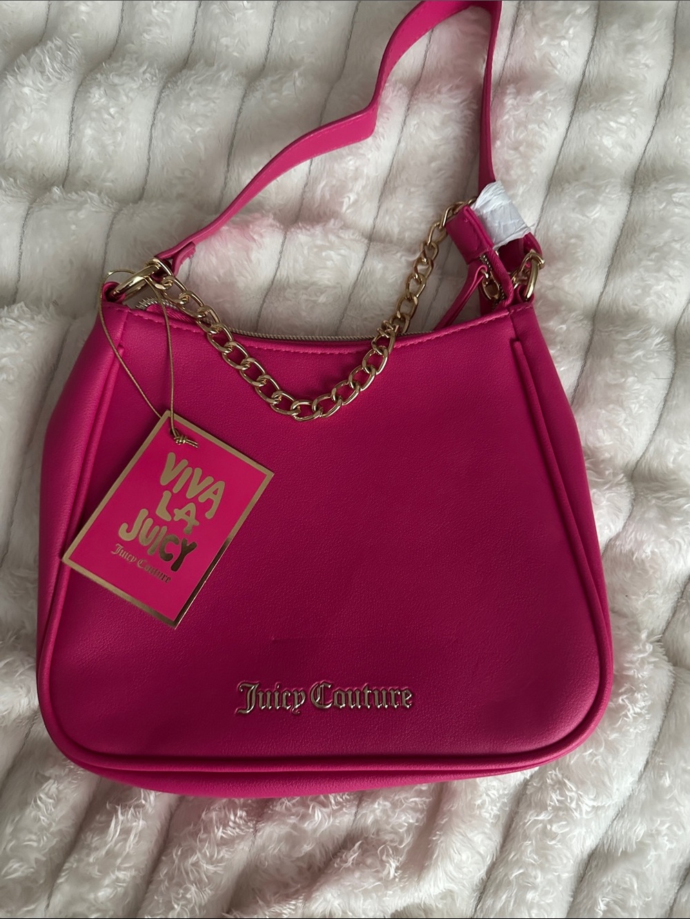 Juicy Couture Vibrant Pink Shoulder Bag with Gold Chain